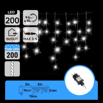Aigostar - LED kültéri karácsonyi fényfüzér 200xLED 8x0,6m IP44 hideg fehér