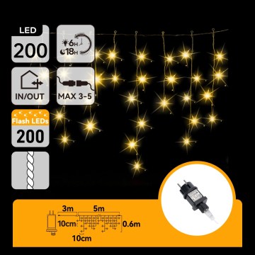 Aigostar - LED kültéri karácsonyi fényfüzér 200xLED 8x0,6m IP44 meleg fehér