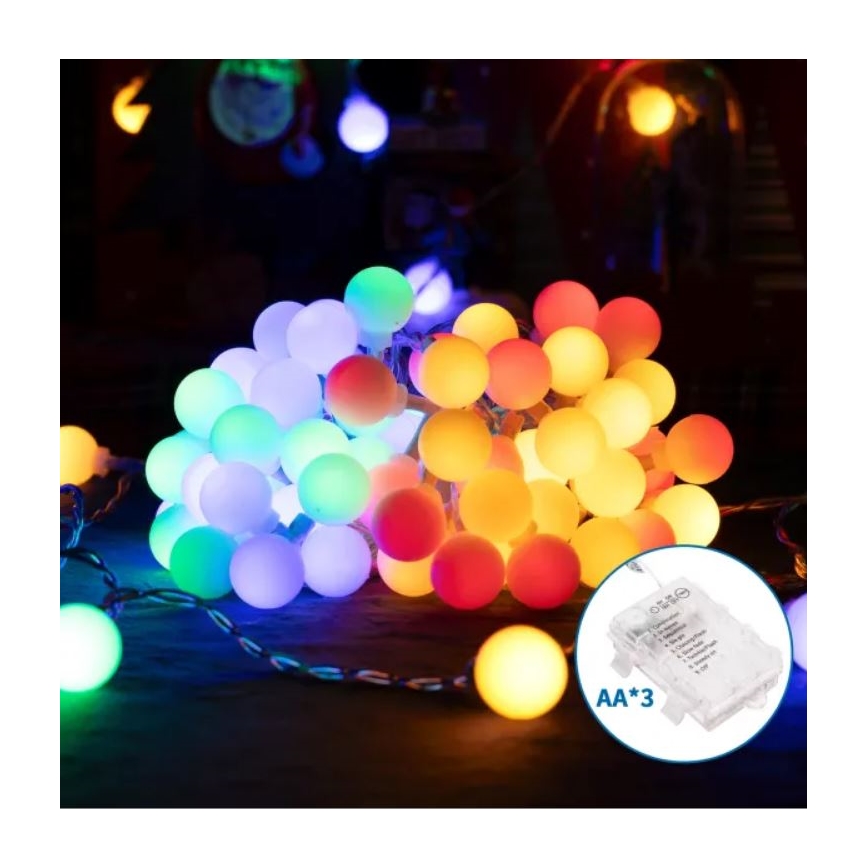 Aigostar - LED kültéri karácsonyi fényfüzér 25xLED/3xAA/8 funkció 2,8 m IP44 többszínű
