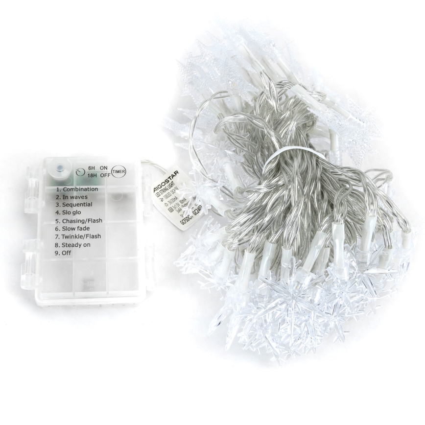 Aigostar - LED kültéri karácsonyi fényfüzér 25xLED/8 funkció 3xAA 2,5m IP44 meleg fehér csillagok