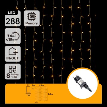 Aigostar - LED kültéri karácsonyi fényfüzér 288 LED 1,5x1,8m IP44 meleg fehér