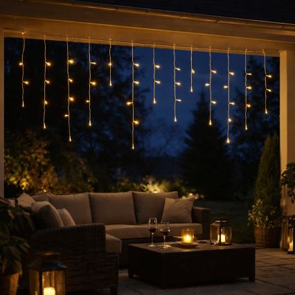 Aigostar - LED kültéri karácsonyi fényfüzér 300xLED/8 funkcióval 3xAA 18x0,6 m IP44 meleg fehér