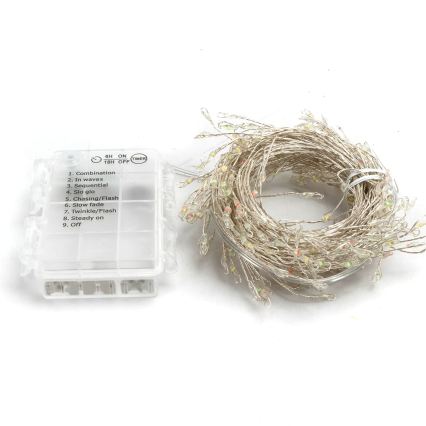 Aigostar - LED kültéri karácsonyi fényfüzér 300xLED/8 világítási mód 3xAA 9,3m IP44 többszínű