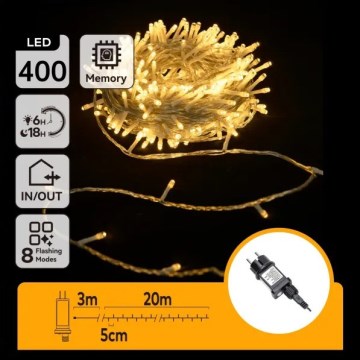 Aigostar - LED kültéri karácsonyi fényfüzér 400 LED/8 üzemmód 20m IP44 meleg fehér