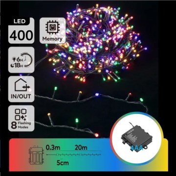 Aigostar - LED kültéri karácsonyi fényfüzér 400xLED/8 funkció 4xAA 20,3 m IP44 többszínű