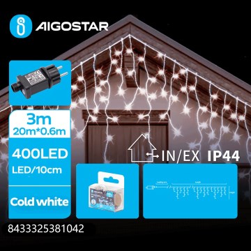 Aigostar - LED kültéri karácsonyi fényfüzér 400xLED/8 funkciós 23x0,6m IP44 hideg fehér