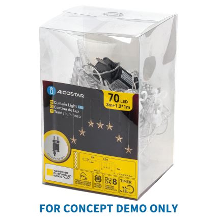 Aigostar - LED kültéri karácsonyi fényfüzér 50xLED/8 funkció 3xAA 5,3m IP44 többszínű