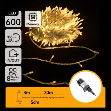 Aigostar - LED kültéri karácsonyi fényfüzér 600 LED 30 m IP44 meleg fehér