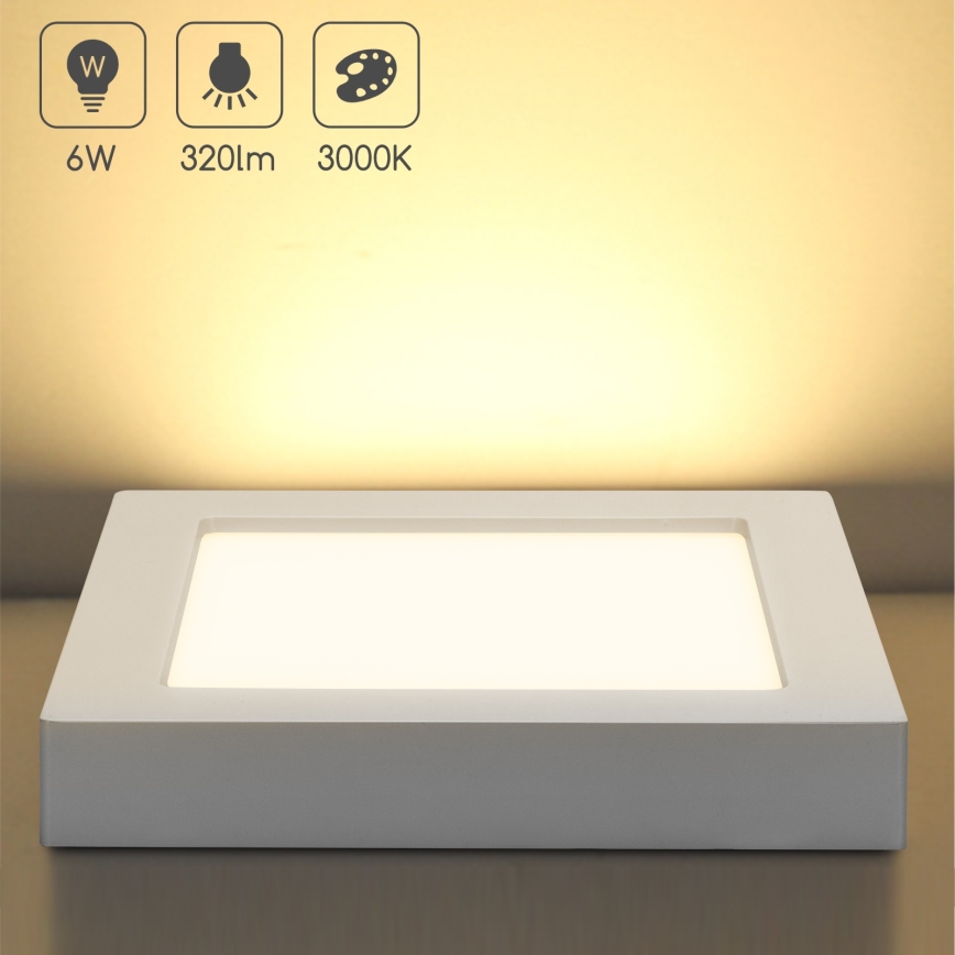 Aigostar - LED mennyezeti felületre szerelhető lámpa LED/6W/230V 3000K 12,2x12,2 cm fehér