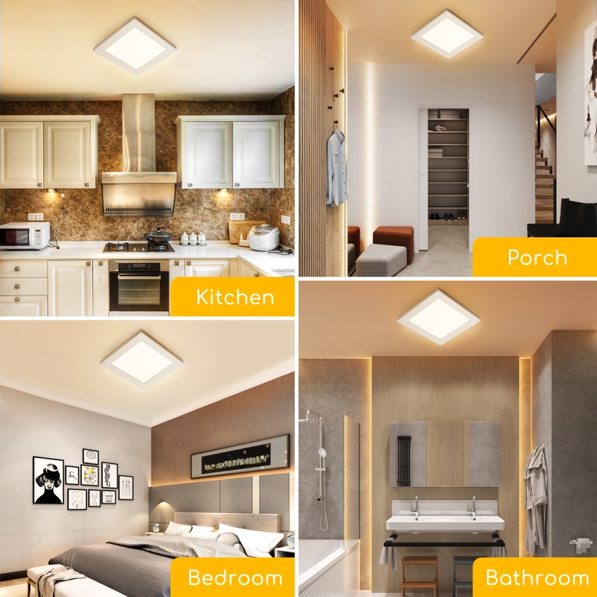 Aigostar - LED mennyezeti felületre szerelhető lámpa LED/6W/230V 3000K 12,2x12,2 cm fehér