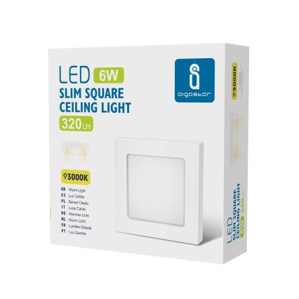 Aigostar - LED mennyezeti felületre szerelhető lámpa LED/6W/230V 3000K 12,2x12,2 cm fehér