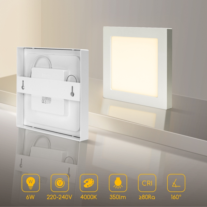 Aigostar - LED mennyezeti felületre szerelhető lámpa LED/6W/230V 4000K 12,2x12,2 cm fehér