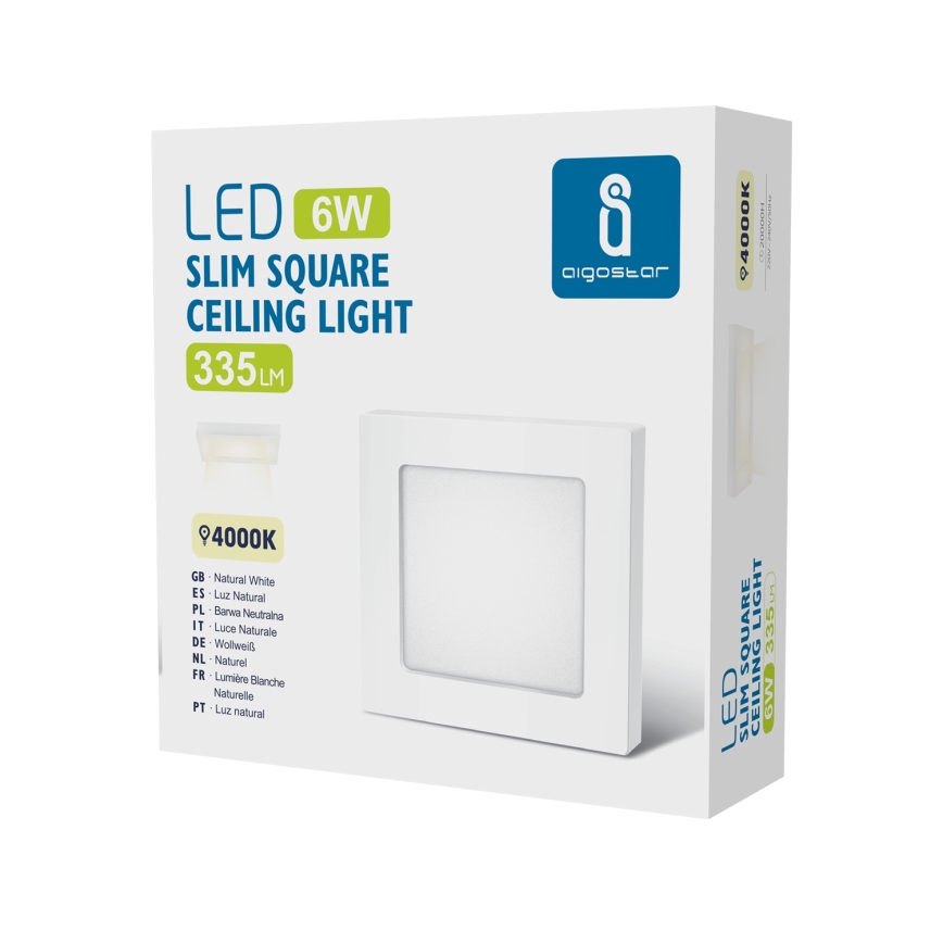 Aigostar - LED mennyezeti felületre szerelhető lámpa LED/6W/230V 4000K 12,2x12,2 cm fehér