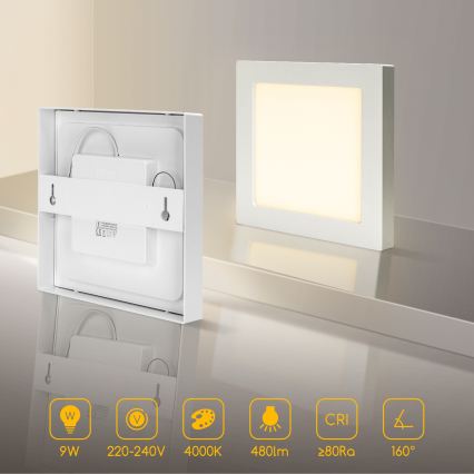 Aigostar - LED mennyezeti felületre szerelhető lámpa LED/9W/230V 4000K 12,2x12,2 cm fehér