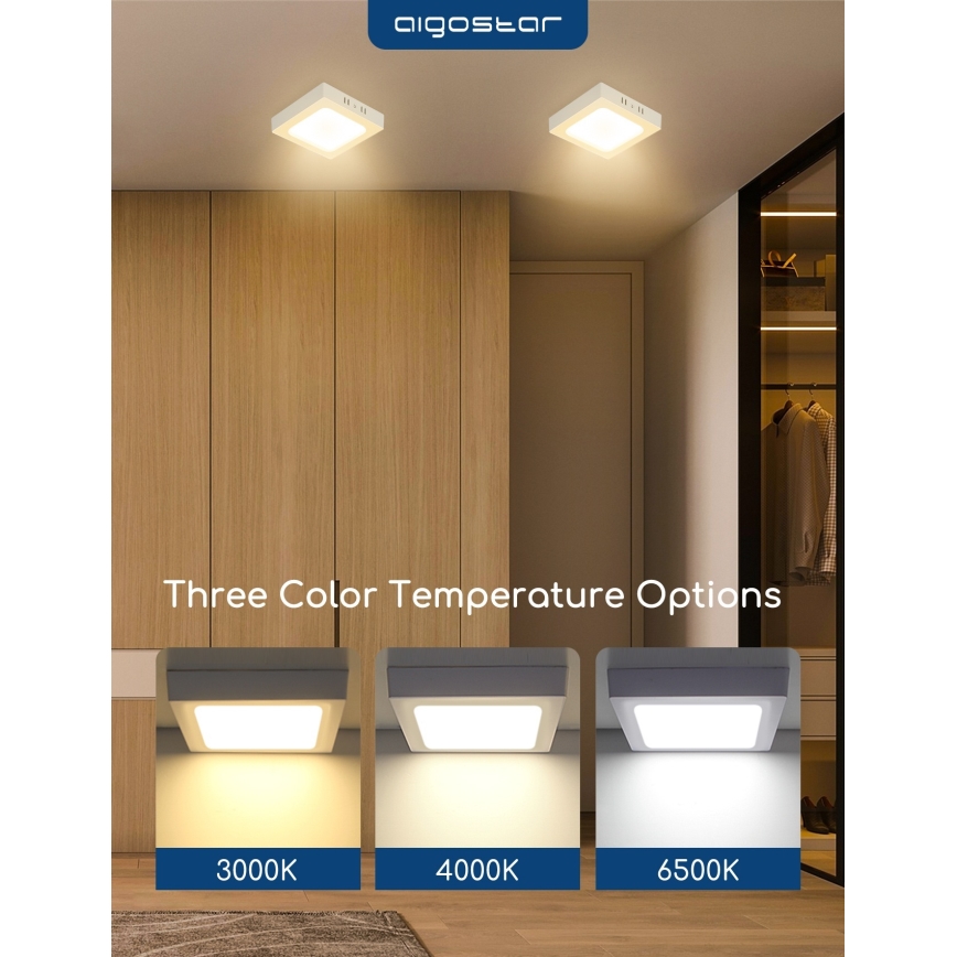 Aigostar - LED mennyezeti felületre szerelhető lámpatest LED/18W/230V 3000K 22,6x22,6 cm fehér