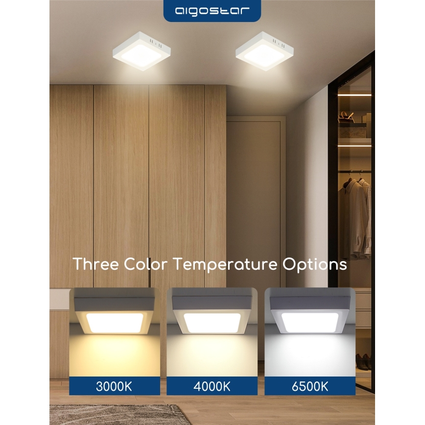 Aigostar - LED mennyezeti felületre szerelhető lámpatest LED/18W/230V 4000K 22,6x22,6 cm fehér