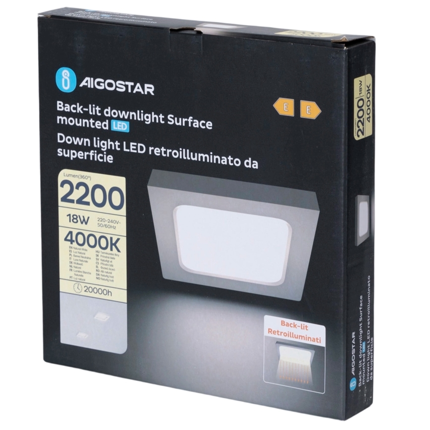Aigostar - LED mennyezeti felületre szerelhető lámpatest LED/18W/230V 4000K 22,6x22,6 cm fehér