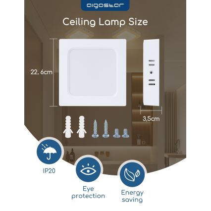 Aigostar - LED mennyezeti felületre szerelhető lámpatest LED/18W/230V 4000K 22,6x22,6 cm fehér