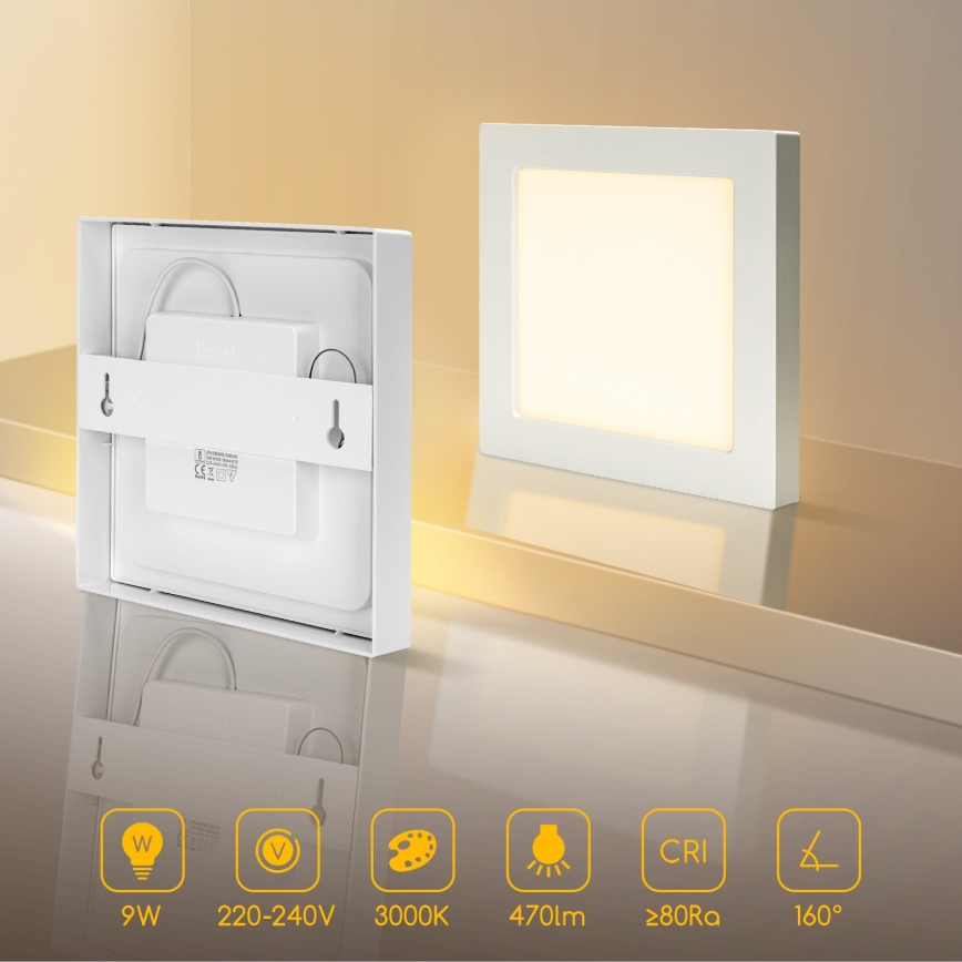 Aigostar - LED mennyezeti felületre szerelhető lámpatest LED/9W/230V 3000K 12,2x12,2 cm fehér