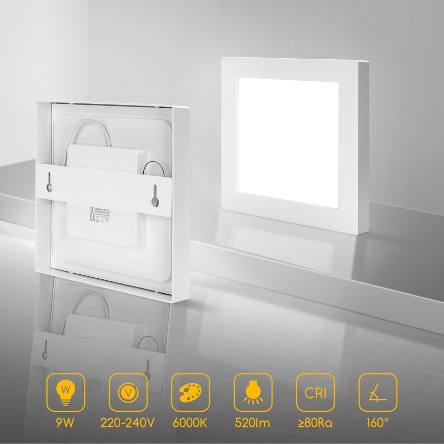 Aigostar - LED mennyezeti felületre szerelhető lámpatest LED/9W/230V 6000K 12,2x12,2 cm fehér
