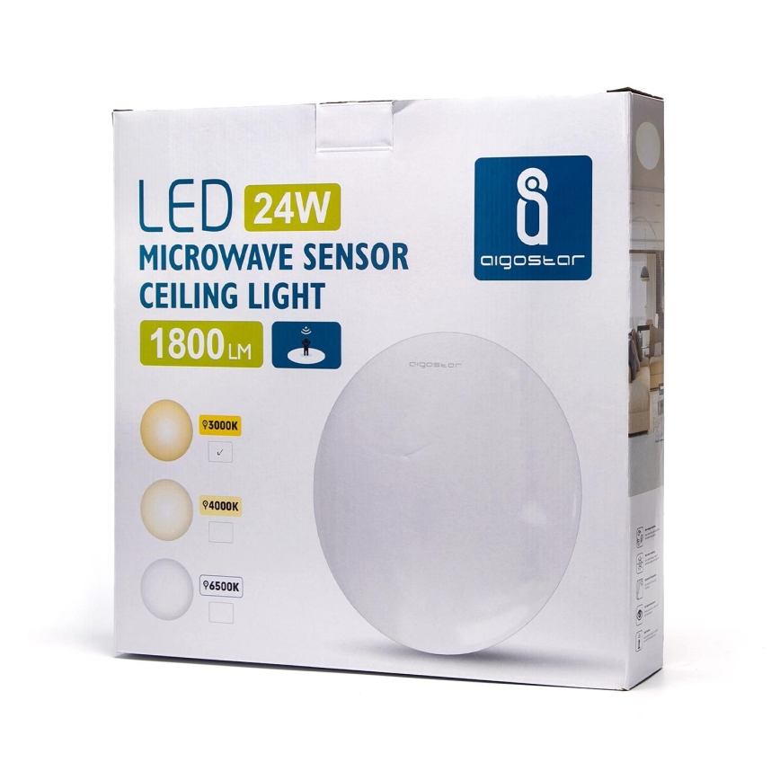 Aigostar - LED Mennyezeti lámpa érzékelővel LED/24W/230V 3000K
