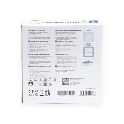 Aigostar - LED Mennyezeti lámpa LED/12W/230V 17,3x17,3 cm 4000K fehér