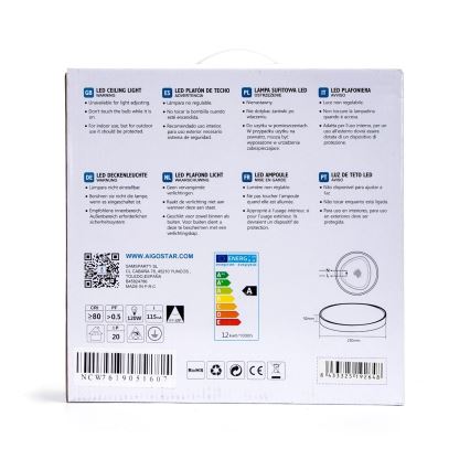 Aigostar - LED Mennyezeti lámpa LED/12W/230V 3000K á. 23 cm fehér