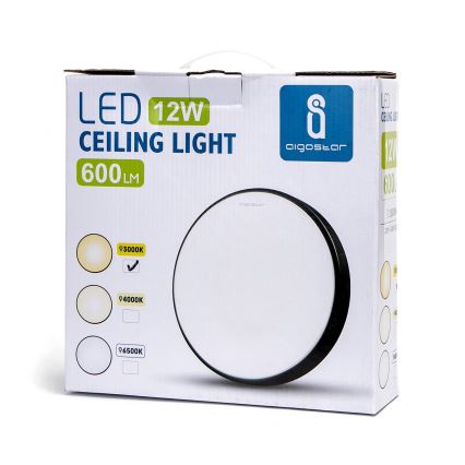Aigostar - LED Mennyezeti lámpa LED/12W/230V 3000K á. 23 cm fekete