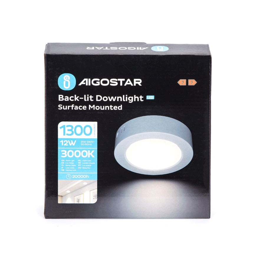 Aigostar - LED Mennyezeti lámpa LED/12W/230V átm. 17,4 cm 3000K fehér