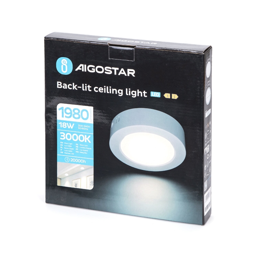 Aigostar - LED Mennyezeti lámpa LED/18W/230V átm. 22,6 cm 3000K fehér