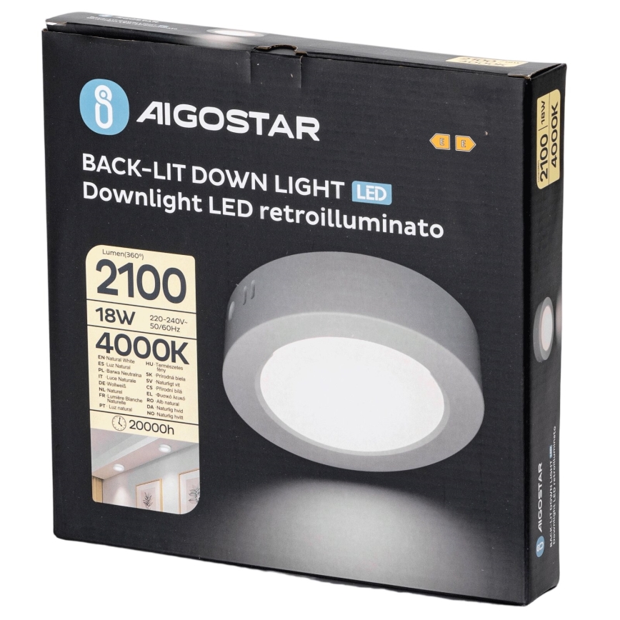Aigostar - LED Mennyezeti lámpa LED/18W/230V átm. 22,6 cm 4000K fehér