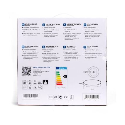 Aigostar - LED Mennyezeti lámpa LED/24W/230V 4000K á. 40 cm fehér