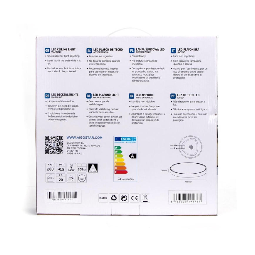 Aigostar - LED Mennyezeti lámpa LED/24W/230V 4000K á. 40 cm fehér
