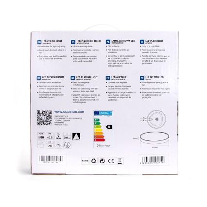 Aigostar - LED Mennyezeti lámpa LED/24W/230V 6500K á. 65 cm fehér