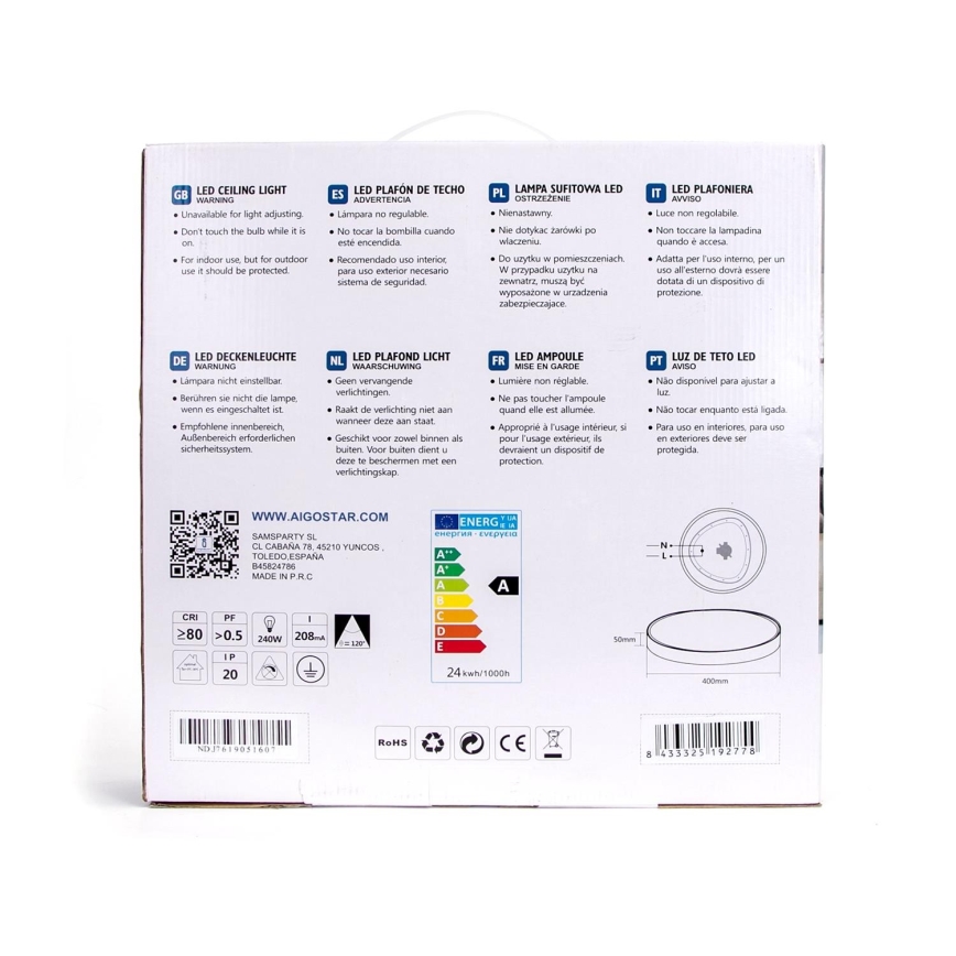 Aigostar - LED Mennyezeti lámpa LED/24W/230V 6500K á. 65 cm fehér