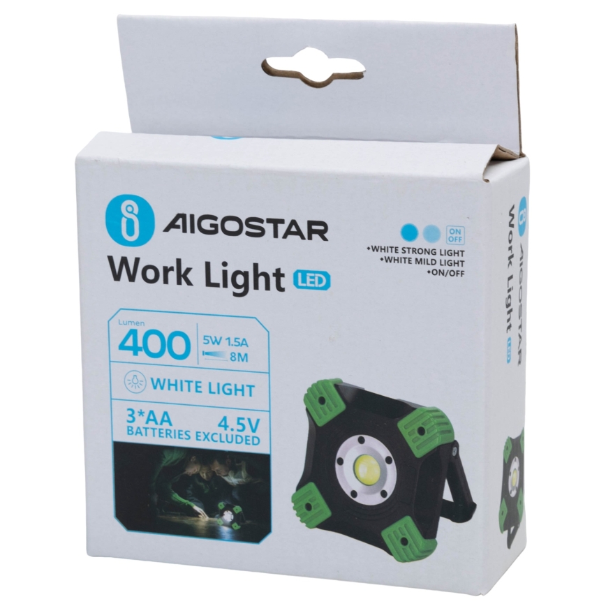 Aigostar - LED munkalámpa LED/5W/3xAA 6500K IP44