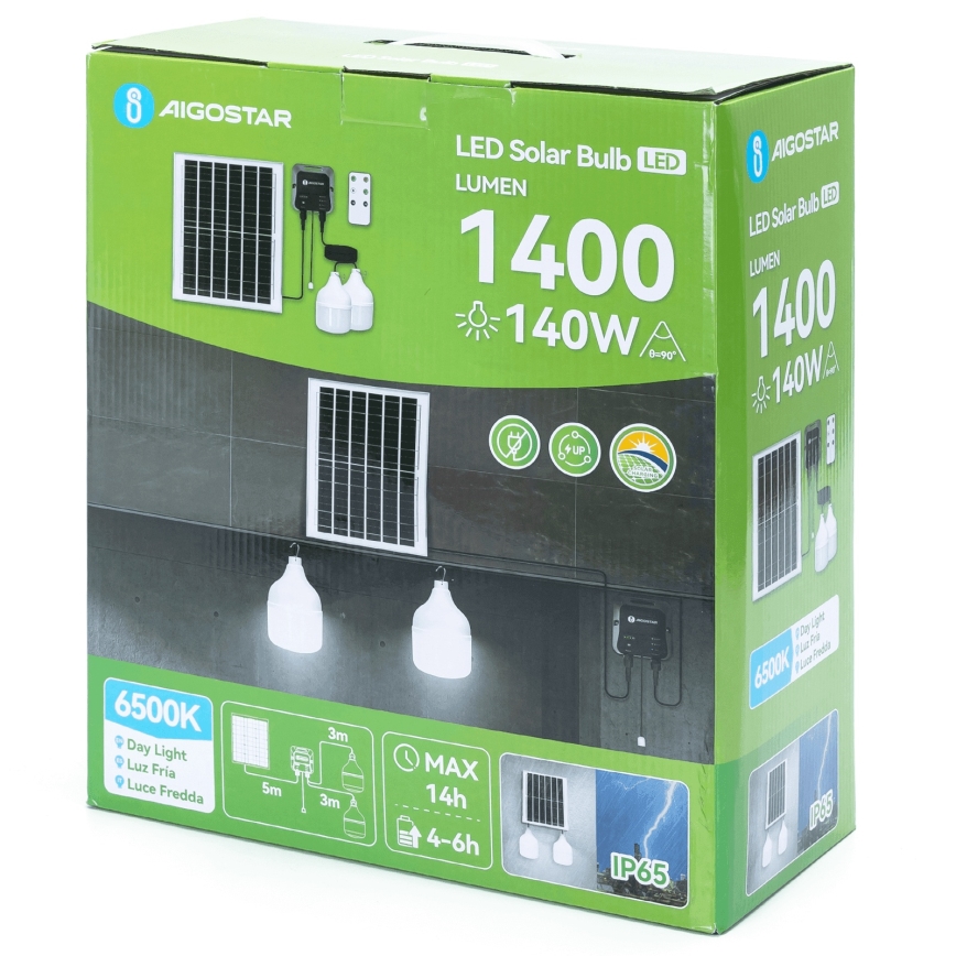 Aigostar - LED Napelemes csillár 2xLED/70W/12V 12000 mAh 6500K átm. 12 cm + távirányítás