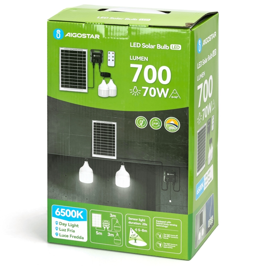 Aigostar - LED Napelemes csillár érzékelővel 2xLED/35W/12V 6000 mAh 6500K átm. 10 cm + távirányítás