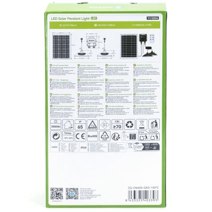 Aigostar - LED Napelemes csillár érzékelővel 2xLED/35W/12V 6000 mAh 6500K átm. 15 cm + távirányítás