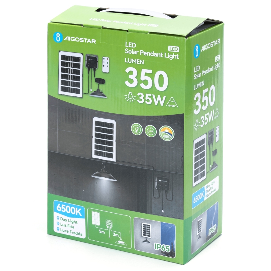 Aigostar - LED napelemes csillár LED/35W/12V 3000 mAh 6500K IP65 átm. 15 cm + távirányító