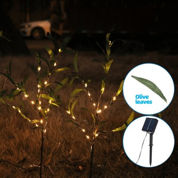 Aigostar - LED napelemes dekoráció 60xLED/3,5m IP65 300 mAh meleg fehér oliva