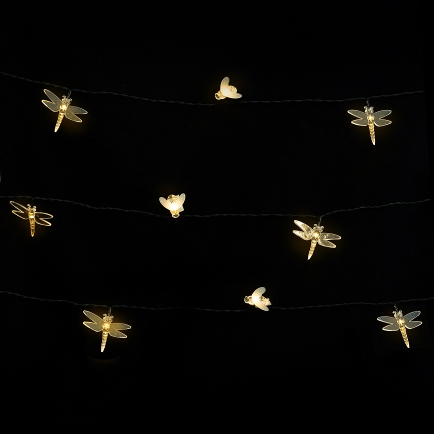 Aigostar - LED napelemes díszfüzér 50xLED/8 üzemmód 10 m 800 mAh IP65 meleg fehér