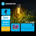 Aigostar - LED Napelemes dekoratív lánc 10xLED/8 funkciós 5,5m IP65 meleg fehér