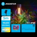 Aigostar - LED Napelemes dekoratív lánc 10xLED/8 funkciós 5,5m IP65 többszínű
