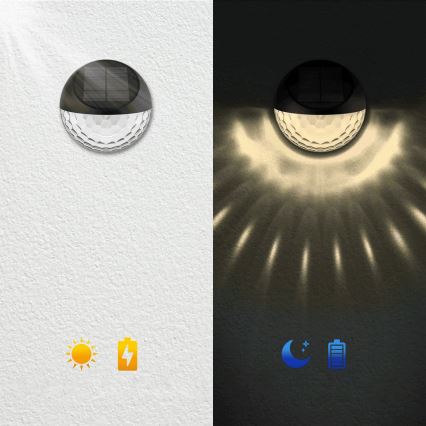 Aigostar - LED Napelemes fali lámpa LED/2W/1,2V fekete 300 mAh 2700K IP44