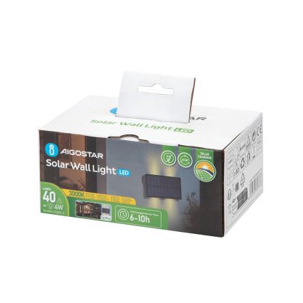 Aigostar - LED Napelemes fali lámpa LED/4W/5,5V 2700K IP44