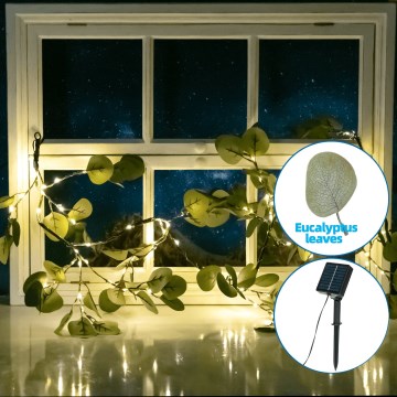 Aigostar - LED Napelemes fényfüzér 110xLED/4m IP65 300 mAh meleg fehér eukaliptusz