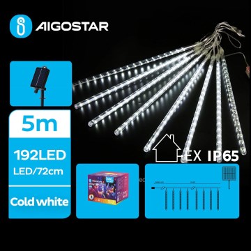 Aigostar - LED napelemes fényfüzér 192xLED/8m IP65 1200 mAh hideg fehér