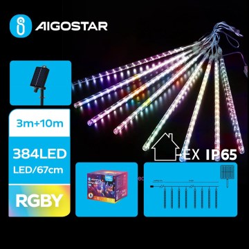 Aigostar - LED napelemes fényfüzér 384xLED/13m IP65 1200 mAh többszínű