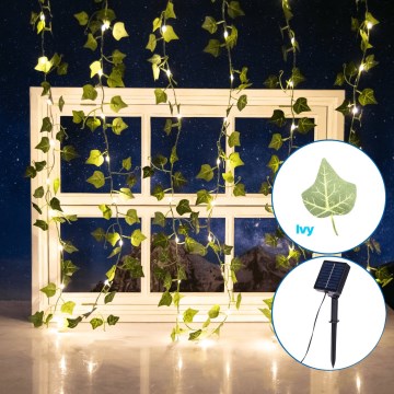 Aigostar - LED Napelemes fényfüzér 70xLED/4x1m IP65 300 mAh meleg fehér borostyán